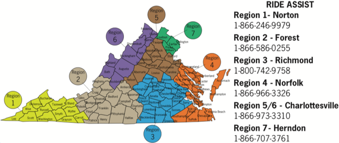 Virginia transportation regional map